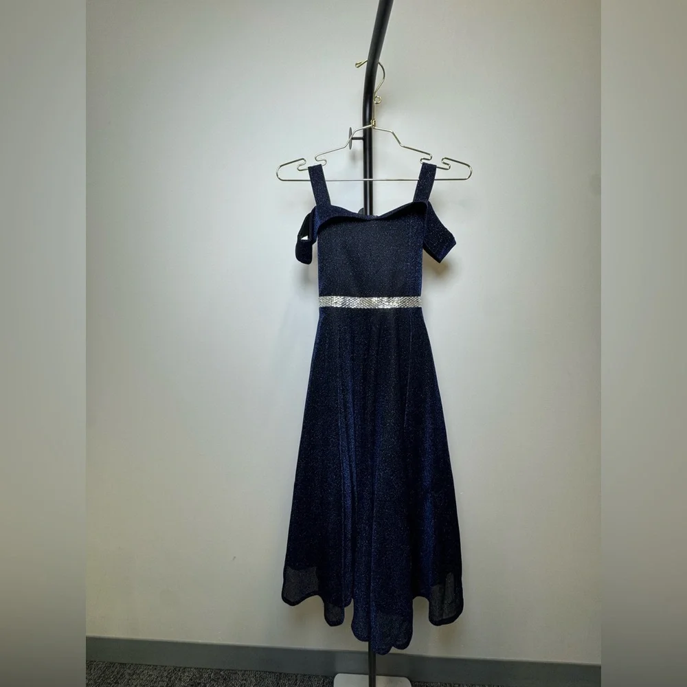 Joy Kids Navy Glitter Dress Size 8 Party Formal